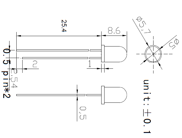 直插5mm圆头UV紫光LED灯珠_F5紫光_紫光灯珠