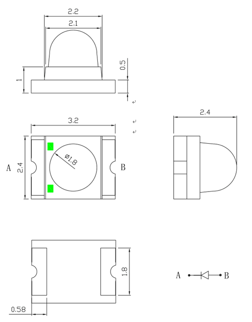 SMD3224球头LED灯珠|3224LED灯珠|贴片3224LED灯珠